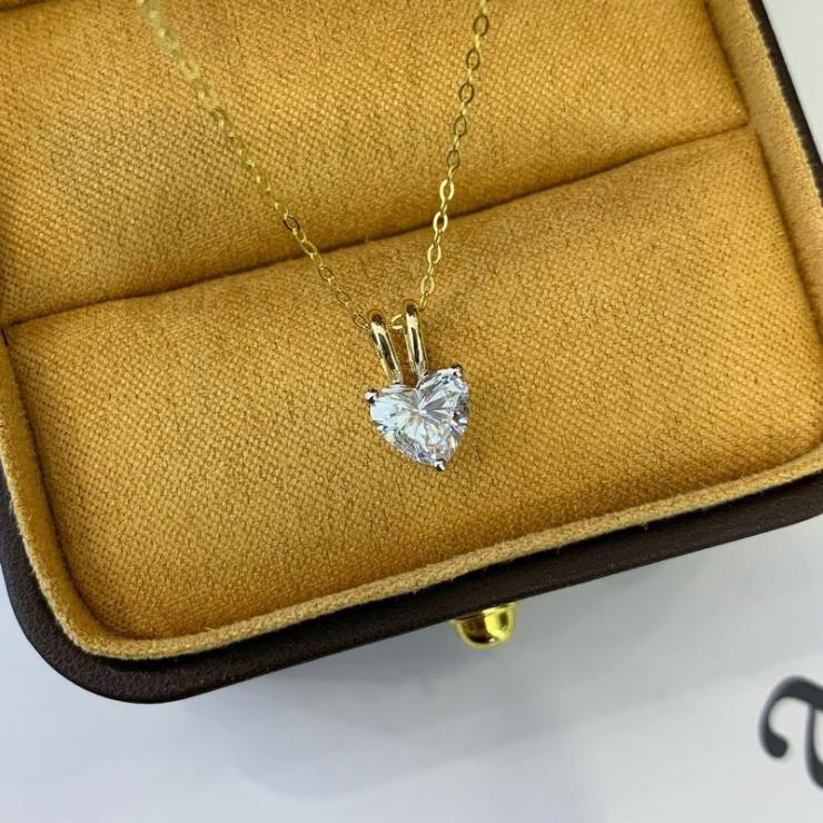 14K Gold Igi Certificate Heart Shape Lab-Grown Diamonds Pendant Necklace Gold | Lab-grown Diamonds High-end Jewelry Gold