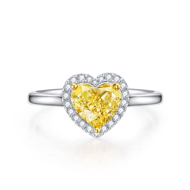 18K White Gold Inlay Heart Shape Lab-Grown Diamonds Rings White | Lab-grown Diamonds High-end Jewelry Lab-grown Diamonds