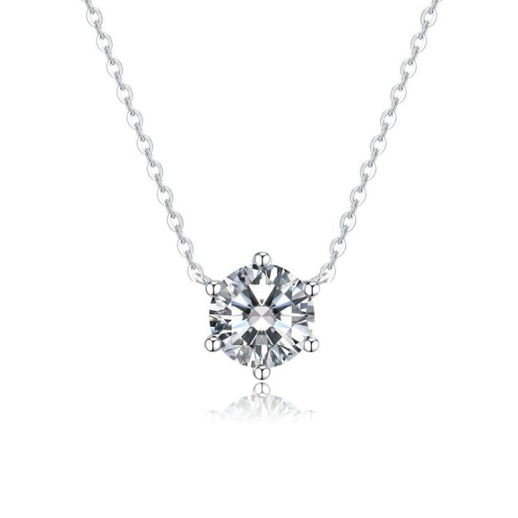 18K White Gold Inlay Round Lab-Grown Diamonds Pendant Necklace 0.2ct | Lab-grown Diamonds High-end Jewelry 0.2ct