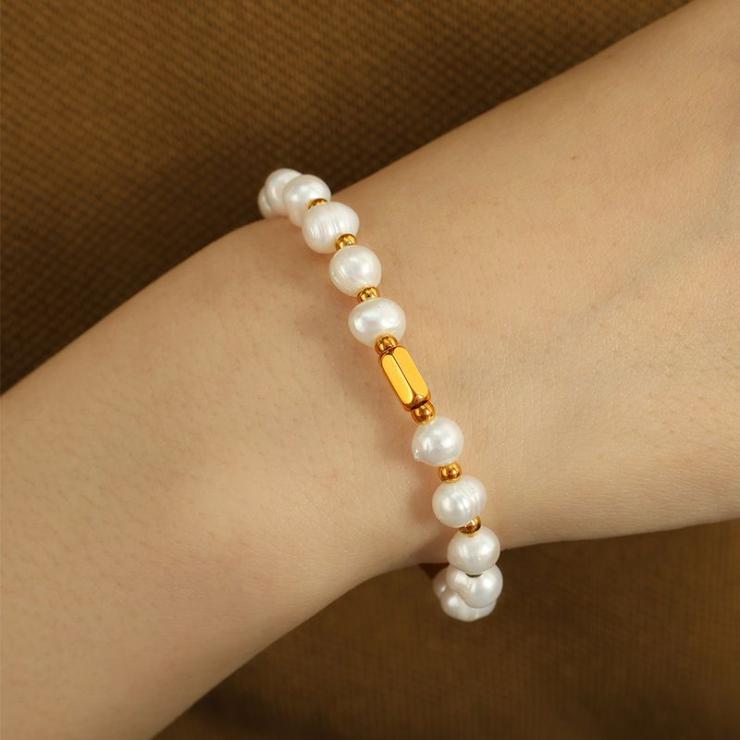 304 Stainless Steel 18K Gold Plated Elegant Modern Style Simple Style Beaded Plating Pearl Freshwater Pearl Bracelets Gold | Freshwater Pearl Jewelry Freshwater Pearl Jewelry Freshwater Pearl Jewelry