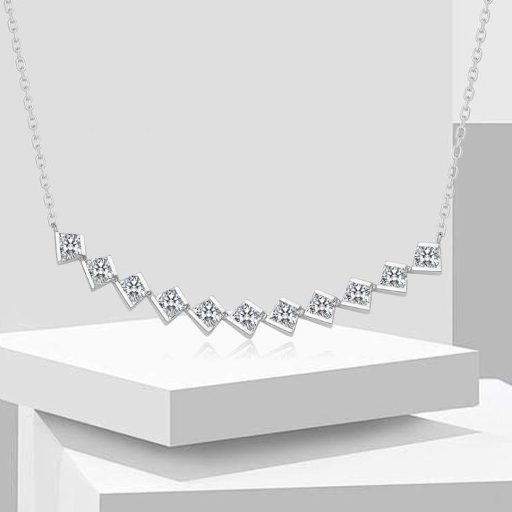 Cool Style Shiny Inlay Smile Face Lab-Grown Diamonds Pendant Necklace Silver | Lab-grown Diamonds High-end Jewelry Lab-grown Diamonds