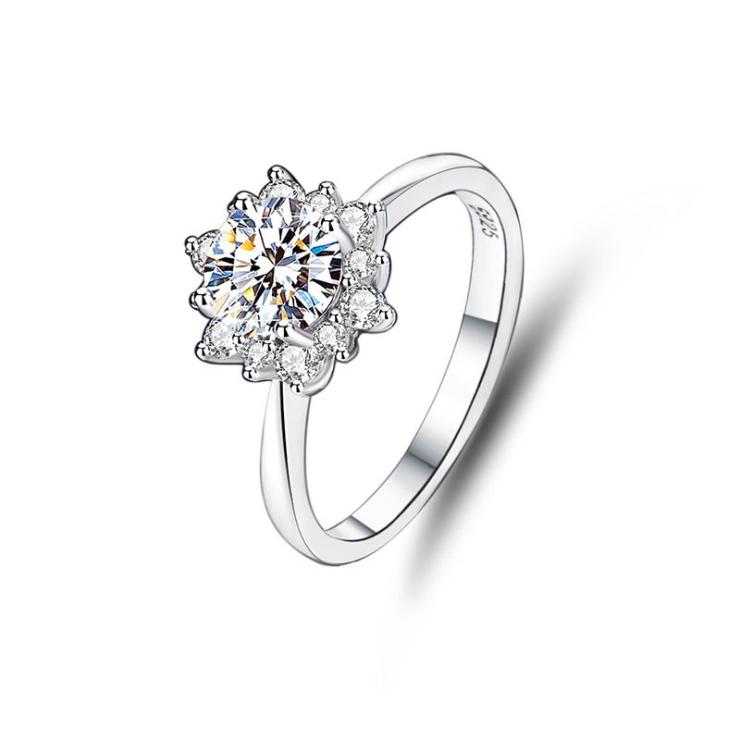 Lady Flower Sterling Silver Inlay Moissanite Rings FDJZ-023-Zircon | Moissanite Rings High-end Jewelry FDJZ-023-Zircon