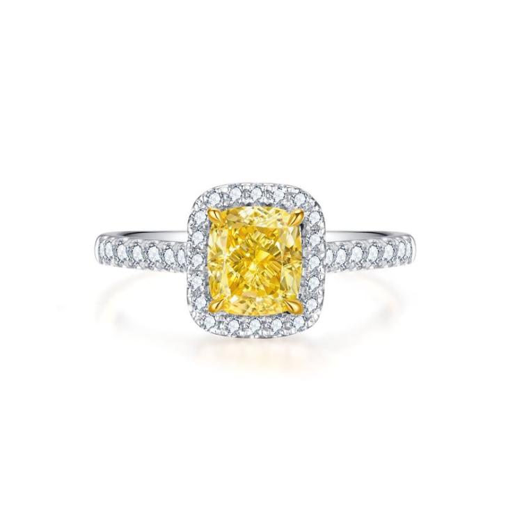 Luxurious Wedding Bridal Inlay Rectangle Lab-Grown Diamonds Rings Yellow | Lab-grown Diamonds High-end Jewelry Lab-grown Diamonds