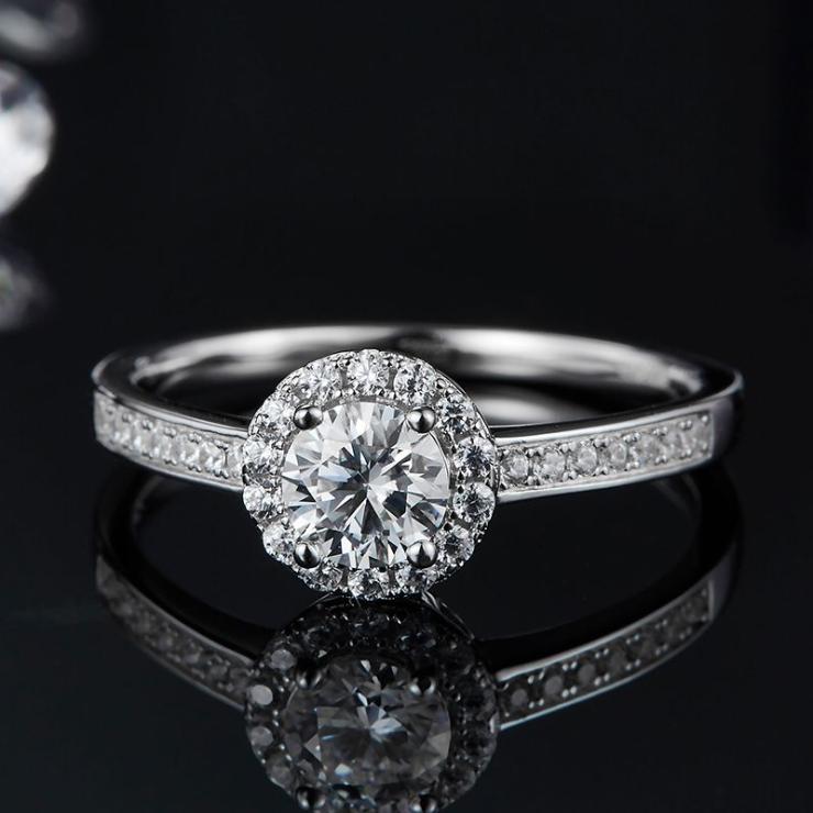 Rhodium Plated Elegant Wedding Shiny Diamond Geometric Lab-Grown Diamonds Rings S925 Silver Cultivation Diamond | Lab-grown Diamonds High-end Jewelry Lab-grown Diamonds