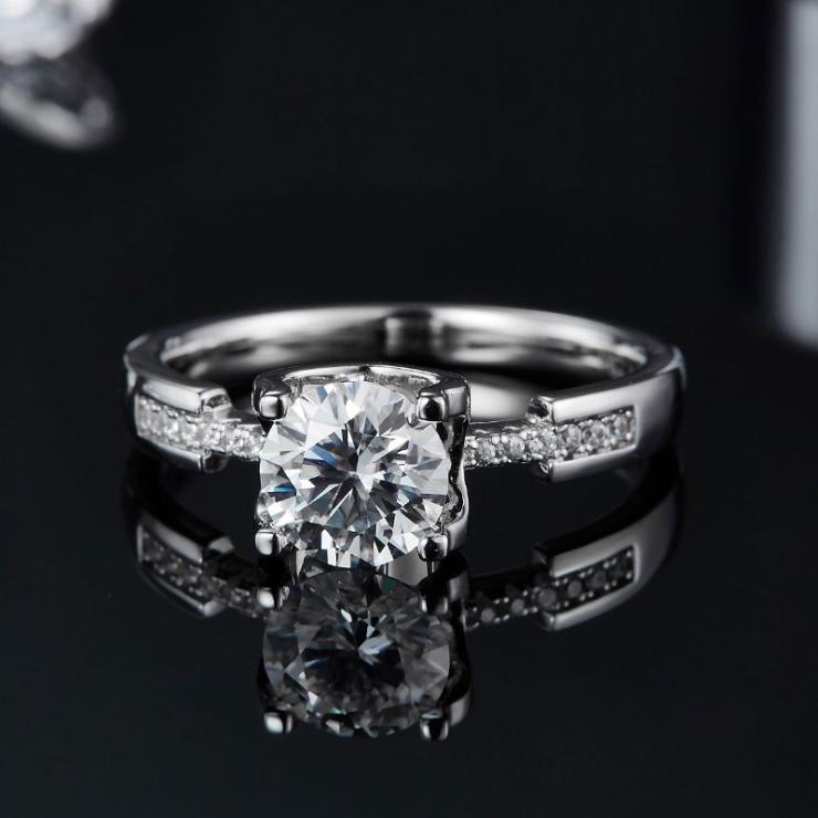 Rhodium Plated Elegant Wedding Shiny Diamond Geometric Lab-Grown Diamonds Rings S925 Silver Cultivation Diamond | Lab-grown Diamonds High-end Jewelry Lab-grown Diamonds