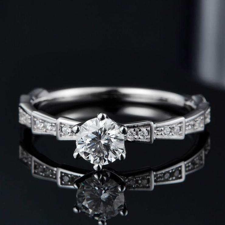 Rhodium Plated Elegant Wedding Shiny Diamond Geometric Lab-Grown Diamonds Rings S925 Silver Cultivation Diamond | Lab-grown Diamonds High-end Jewelry Lab-grown Diamonds