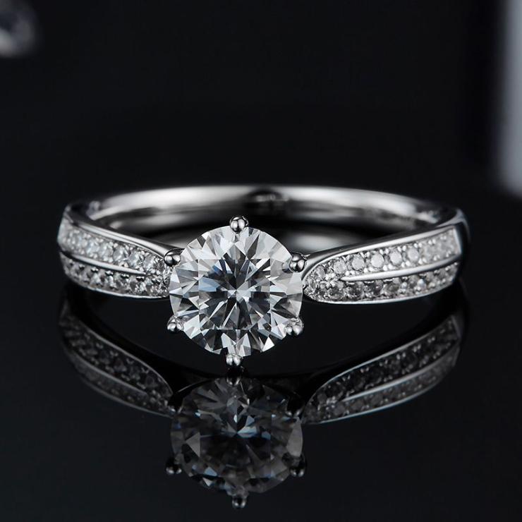 Rhodium Plated Elegant Wedding Shiny Diamond Geometric Lab-Grown Diamonds Rings S925 Silver Cultivation Diamond | Lab-grown Diamonds High-end Jewelry Lab-grown Diamonds