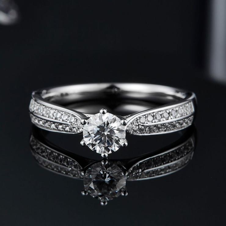 Rhodium Plated Elegant Wedding Shiny Diamond Geometric Lab-Grown Diamonds Rings S925 Silver Cultivation Diamond | Lab-grown Diamonds High-end Jewelry Lab-grown Diamonds