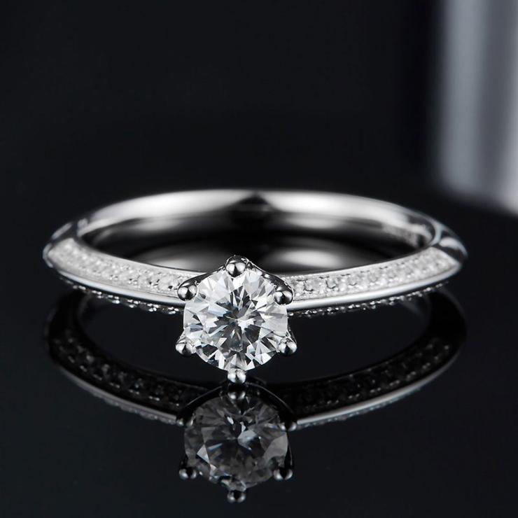 Rhodium Plated Elegant Wedding Shiny Diamond Geometric Lab-Grown Diamonds Rings S925 Silver Cultivation Diamond | Lab-grown Diamonds High-end Jewelry Lab-grown Diamonds