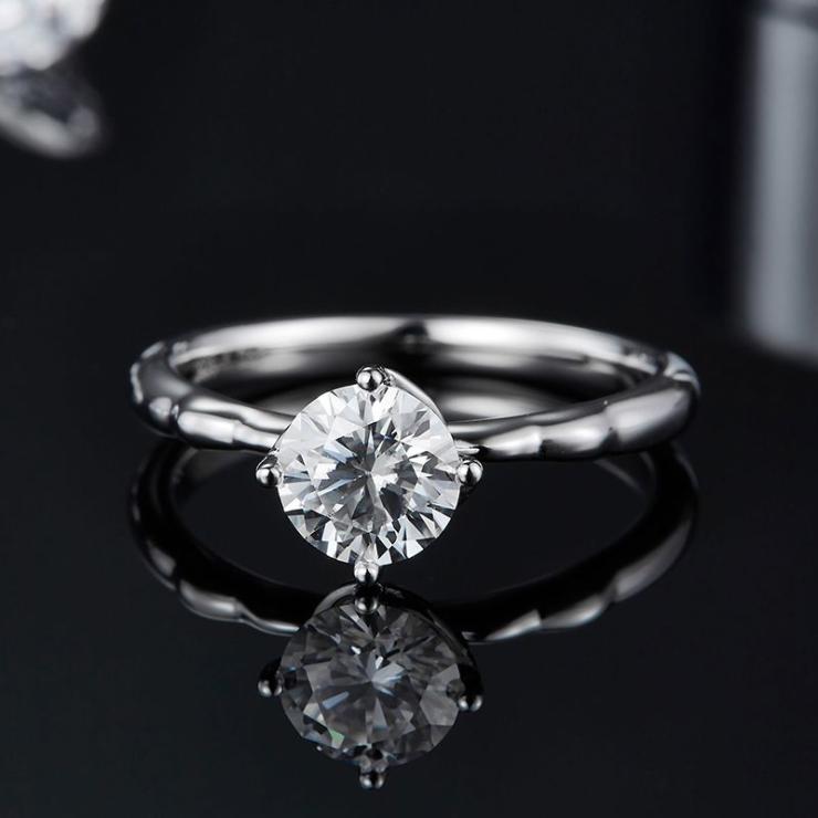 Rhodium Plated Elegant Wedding Shiny Diamond Solid Color Lab-Grown Diamonds Rings Silver | Lab-grown Diamonds High-end Jewelry Lab-grown Diamonds