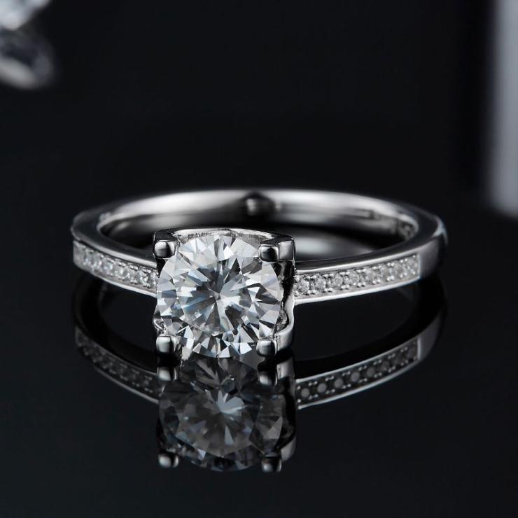 Rhodium Plated Elegant Wedding Shiny Inlay Geometric Lab-Grown Diamonds Rings S925 Silver Cultivation Diamond | Lab-grown Diamonds High-end Jewelry Lab-grown Diamonds