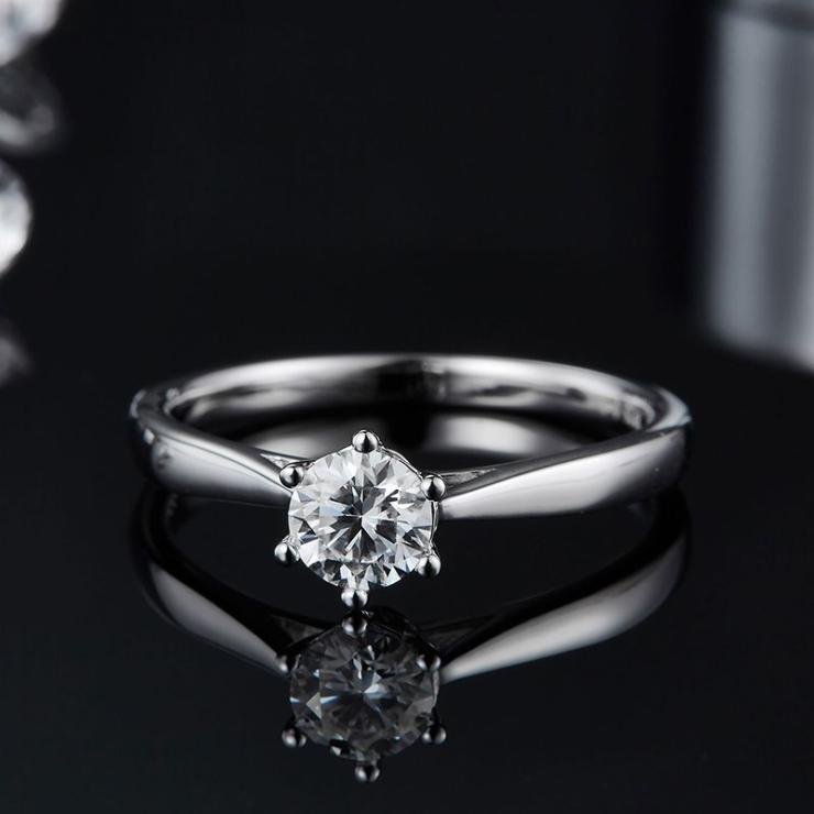 Rhodium Plated Elegant Wedding Shiny Plating Inlay Solid Color Lab-Grown Diamonds Rings Silver | Lab-grown Diamonds High-end Jewelry Lab-grown Diamonds