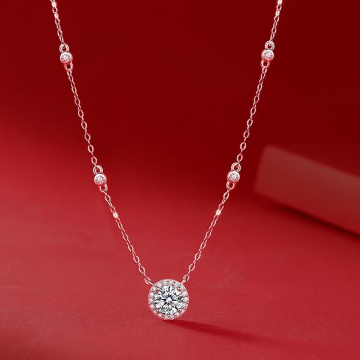 S925 Silver Necklace Moissanite Little Star Pendant Fashion Short Necklace Accessories Gift Source In Stock Wholesale 1 Karat Moissanite (Bare Goods) | Moissanite Necklace High-end Jewelry 1 Karat Moissanite (Bare Goods)