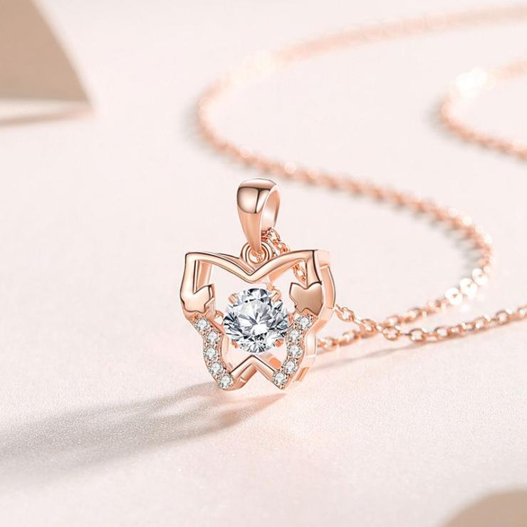 Simple Style Butterfly Sterling Silver Inlay Moissanite Zircon Pendant Necklace Zircon White Diamond White Gold Color | Moissanite Necklace High-end Jewelry Moissanite Necklace