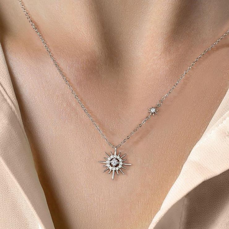 Simple Style Classic Style Hexagram Sterling Silver Gra Inlay Moissanite Silver Plated Pendant Necklace White Gold | Moissanite Necklace High-end Jewelry Moissanite Necklace