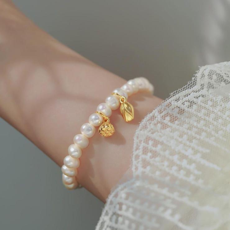 Simple Style Flower Lotus Seedpod Freshwater Pearl Bracelets White | Freshwater Pearl Jewelry Freshwater Pearl Jewelry Freshwater Pearl Jewelry