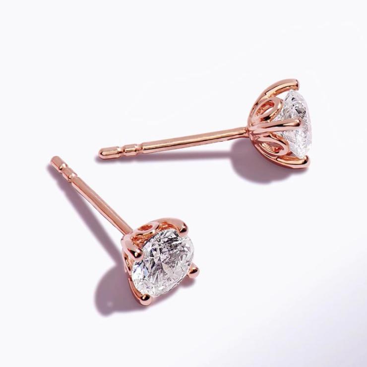 Simple Style Shiny Inlay Round Lab-Grown Diamonds Ear Studs 14K Platinum | Lab-grown Diamonds High-end Jewelry 14K Platinum