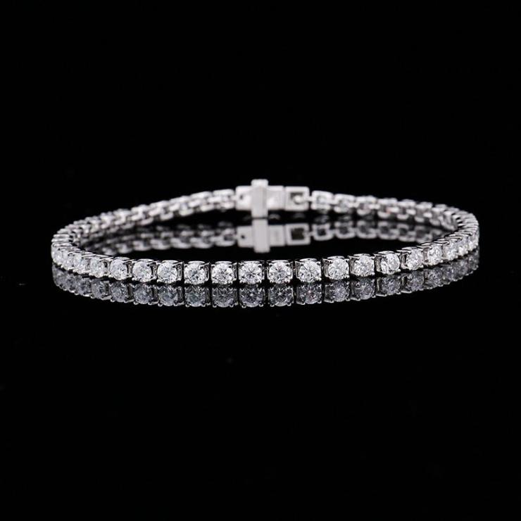 Sterling Silver Simple Style Classic Style Inlay Solid Color Moissanite Bracelets 2mm | Moissanite Bracelets High-end Jewelry 2mm