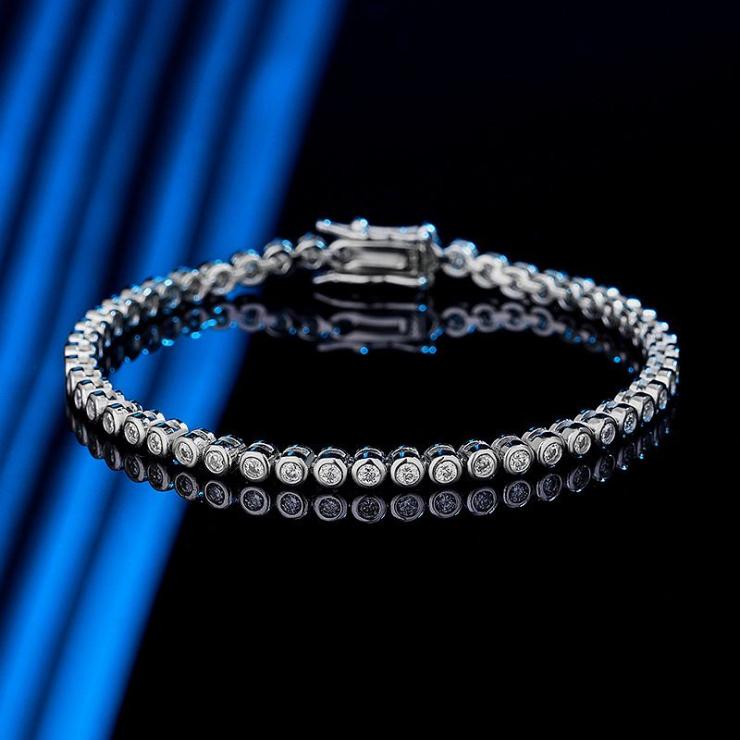 Sterling Silver Simple Style Classic Style Inlay Solid Color Moissanite Zircon Bracelets Zircon Style | Moissanite Bracelets High-end Jewelry Moissanite Bracelets