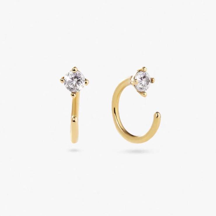 Wedding Bridal Commute Inlay Round Lab-Grown Diamonds Ear Studs 14K Platinum | Lab-grown Diamonds High-end Jewelry 14K Platinum