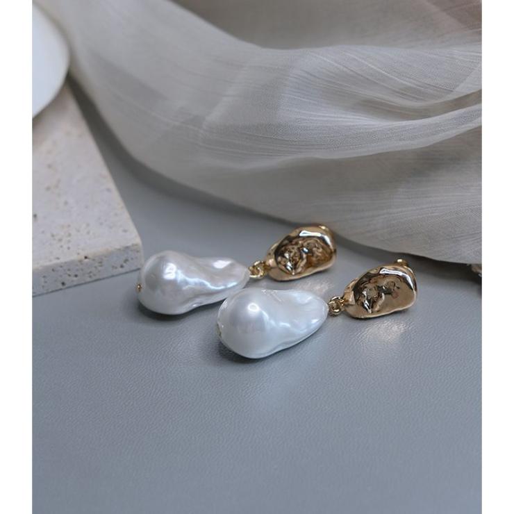 1 Pair Ig Style Casual Irregular Plating Artificial Pearl Copper Gold Plated Drop Earrings Earrings | Freshwater Pearl Jewelry Freshwater Pearl Jewelry Earrings