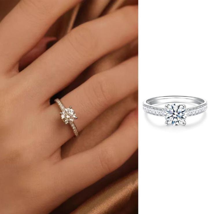 14K Elegant Bridal Streetwear Inlay Geometric Lab-Grown Diamonds Rings White | Lab-grown Diamonds High-end Jewelry Lab-grown Diamonds