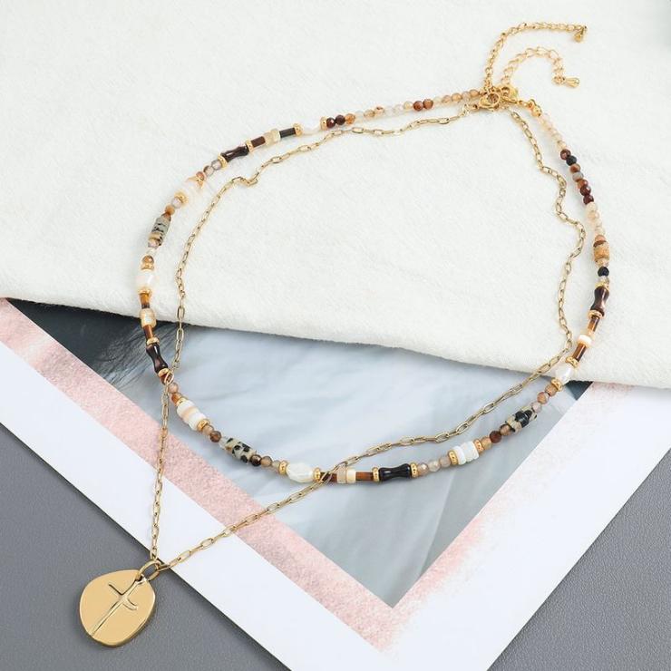 Freshwater Pearl Shell Titanium Steel 18K Gold Plated Vintage Style Classic Style Beaded Plating Irregular Pendant Necklace Gold | Freshwater Pearl Jewelry Freshwater Pearl Jewelry Freshwater Pearl Jewelry