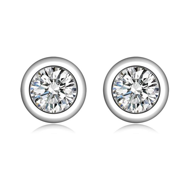 Luxurious Inlay Solid Color Lab-Grown Diamonds Ear Studs Silver | Lab-grown Diamonds High-end Jewelry Lab-grown Diamonds