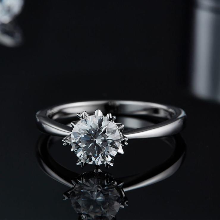 Rhodium Plated Elegant Wedding Shiny Diamond Geometric Lab-Grown Diamonds Rings S925 Silver Cultivation Diamond | Lab-grown Diamonds High-end Jewelry Lab-grown Diamonds