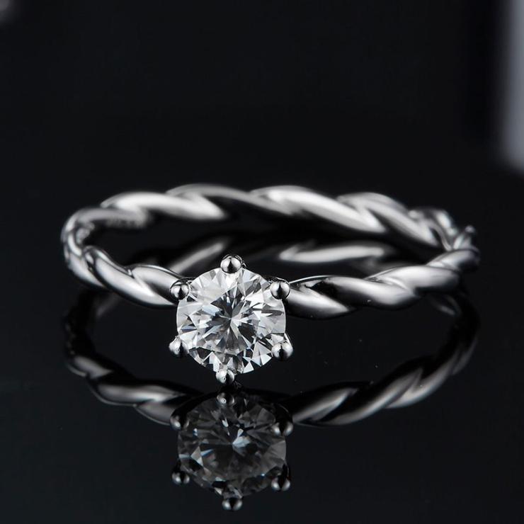 Rhodium Plated Elegant Wedding Shiny Plating Inlay Solid Color Lab-Grown Diamonds Rings Silver | Lab-grown Diamonds High-end Jewelry Lab-grown Diamonds